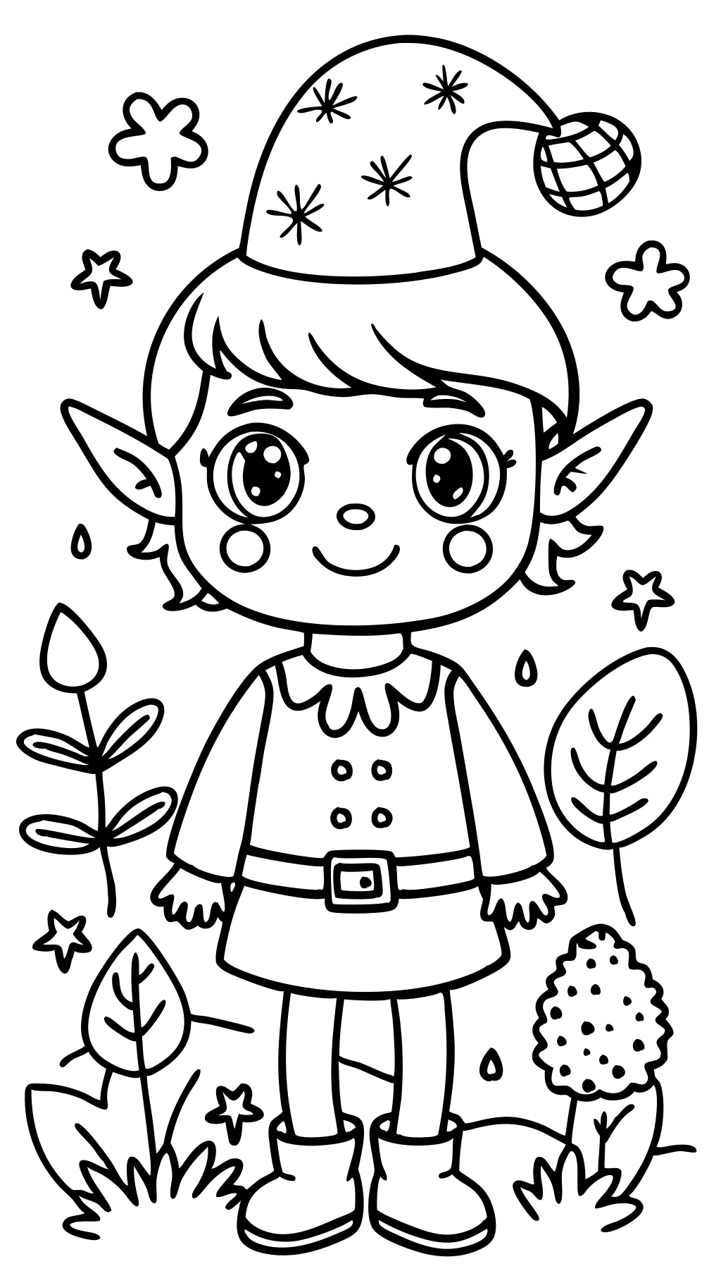 cute elf coloring pages